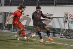 *** Bayernliga Nord - Saison 2025/26 - FC Ingolstadt 04 II - ASV Neumarkt - Ognjen Draculic (Nr.9 - FC Ingolstadt II) - Alexander Braun rot Neumarkt - Foto: Meyer Jürgen