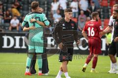 3. Liga - Saison 2026/27 - SC Sonnenhof Großaspach - FC Ingolstadt 04 - Das Spiel ist aus - jubel - Cheftrainerin Sabrina Wittmann (FCI) - Torwart David Klein (Nr.47 - FCI) - Foto: Meyer Jürgen