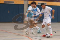 Hallenturnier MTV Ingolstadt - Saison 2025/26 - MTV Ingolstadt - Reichertshofen - Mentor Haliti weiss Reichertshofen - Julian Wolf blau MTV - Foto: Meyer Jürgen