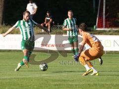 Landesliga - Freundschaftsspiel - Saison 2026/27 - SV Manching - FC Ingolstadt 04 II - Daniel Schweiger (Nr.11 - SV Manching) mit einer 100%igen Torchance, vergibt aber - Torwart Louis Marbach (Nr.22 - FCI II) - Foto: Meyer Jürgen