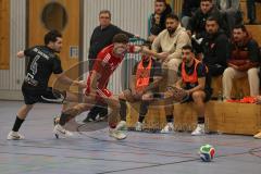 Lotto Bayern Hallencup - Finale - Lindenkreuzhalle Saison 2024/25 - FC Türk Sport Garching - Türk SV Ingolstadt - Koray Altinay schwarz Türk Sport Garching - Enes Kuqanaj rot Türk Ing. -  - Foto: Meyer Jürgen