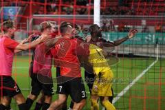 Toto-Pokal - Saison 2023/2024 - FC Ingolstadt 04 - Jahn Regensburg - Elmeterschießen gewonnen - jubel - Torwart Marius  Funk (Nr.1 - FCI) hält den Elfmeter - Foto: Meyer Jürgen