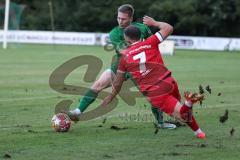 Landesliga - Saison 2024/25 - SV Manching - FSV Pfaffenhofen - Luca Oehler (Nr.3 - SV Manching) - Siebald Maximilian rot Pfaffenhofen - Foto: Meyer Jürgen