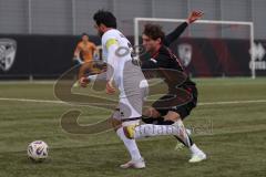 Freundschaftsspiel - Saison 2025/26 - FC Ingolstadt  II - ASV Neumarkt - Muhammed Atak (Nr.2 - FC Ingolstadt II) - Leon Gümpelein schwarz Neumarkt  - Foto: Meyer Jürgen