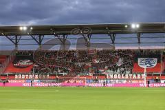 3. Liga; FC Ingolstadt 04 - FSV Zwickau; vor dem Spiel; Fan Fankurve Banner Fahnen Spruchband