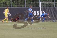 Bayernliga Nord - Saison 2024/25 - FC Ingolstadt 04 II - FC Münchberg - Der 1:1 Ausgleichstreffer durch Micah Ham (Nr.25 - FCI U21) - XXXXXLang Jonas Torwart Münchberg - jubel - Foto: Meyer Jürgen