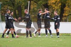 Bezirksliga - Saison 2025/26 - TSV Ober./Unterhaunstadt -  TSV Gaimersheim - Der 0:1 Führungstreffer durch Domenic Raimann (Nr.26 - TSV Gaimersheim) - Ali Cakmakci Torwart Ober/Unterh.stadt - jubel - Luca Mancini (Nr.21 - TSV Gaimersheim) - Foto: Meyer Jü