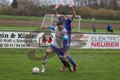 Kreisliga - Saison 2022/2023 - Sv Hundszell - TSV Ober/Unterhaunstadt - Manuel Wittmann weiss Hundszell - Stefan Härdl blau Oberh.stadt - Foto: Meyer Jürgen