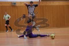 Hallenturnier Gaimersheim - Saison 2025/26 - TSV Baar-Ebenhausen - TSV Ober-u.Unterhaunstadt - Amadeus Taubert grau Oberhaunstadt - Marc Zimmer Torwart Ebenhausen - Foto: Meyer Jürgen