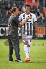 3. Liga - Saison 2026/27 - SC Sonnenhof Großaspach - FC Ingolstadt 04 - Das Spiel ist aus - jubel - Cheftrainerin Sabrina Wittmann (FCI) - Nishan Velupillay (Nr.28 - FCI) - Foto: Meyer Jürgen