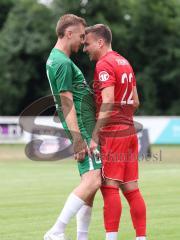 Toto - Pokal - Saison 2026/27 - SV Manching - SV Heimstetten - Dzenis Seferovic (Nr.6 - SV Manching) - Lukas Riglewski rot Heimstetten  mit Meinungsaustausch - Foto: Meyer Jürgen