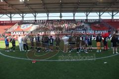 3. Liga - Saison 2024/25 - FC Ingolstadt 04 - SV Wehen Wiesbaden - Das Spiel ist aus - Banner - Choreo - Foto: Meyer Jürgen