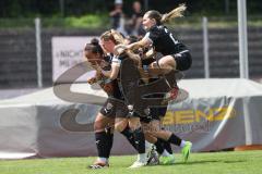 2. Bundesliga Frauen - Saison 2023/24 - FC Ingolstadt 04 Frauen - Turbine Potsdam - Der 1:0 Führungstreffer durch Samantha Stiglmaier (Nr.27 - FCI) - jubel - tor -  Melike Pekel (Nr.38 - FCI) - Katharina Böhm (Nr.25 - FCI) - Lisa Ebert (Nr.10 - FCI) - Rei