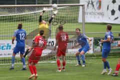 Kreisliga- Saison 2024/25- TSV Kösching - SV Hundszell - Stefan Winzinger mit einem Torschuss - Frederik Bezdeka Torwrt Hundszell - Foto: Meyer Jürgen