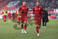 3. Liga - Saison 2025/26 - FC Ingolstadt 04 - VFB Stuttgart II - Jonas Scholz (Nr.15 - FCI) - Max Besuschkow (Nr.17 - FCI) - Foto: Meyer Jürgen
