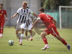 Bayernliga Nord - Saison 2026/27 - FC Ingolstadt 04 II - Jahn Regensburg II - Fabio Riedl (Nr.24 - FCI II) - Björn Zempelin rot Regensburg - Foto: Meyer Jürgen