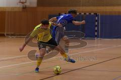 Hallenturnier Gaimersheim - Saison 2025/26 - DJK Ingolstadt - FC Hitzhofen - Christoph Thomas gelb Hitzhofen - Fabio Schwarzl blau DJK - Foto: Meyer Jürgen