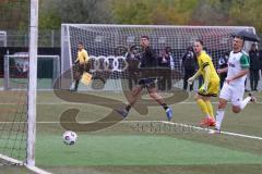 *** Bayernliga Nord - Saison 2025/26 - *** FC Ingolstadt 04 II - SC Eltersdorf - Der 1:0 Führungstreffer durch Ognjen Draculic (Nr.9 - FC Ingolstadt II) - jubel - Axel Hofmann Torwart Eltersdorf - Foto: Meyer Jürgen