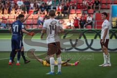 3. Liga - Saison 2026/27 - FC Ingolstadt 04 - Alemannia Aachen - Jonas Oehmichen (Nr.44 - Alemannia Aachen) wird gefoult von Elias Decker (Nr.4 - FCI) - rote Karte für Elias Decker (Nr.4 - FCI) - XXXXX - Foto: Meyer Jürgen