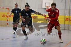 Lotto Bayern Hallencup - Vorrunde - Lindenkreuzhalle Saison 2024/25 - Türk SV Ingolstadt - FC Türk Sport Garching - Osman Tarik Camdal schwarz Türk Sport Garching - Aurel Kuqanaj rot Türk Ing - Foto: Meyer Jürgen