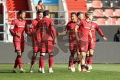 3. Liga; FC Ingolstadt 04 - 1. FC Saarbrücken; Tor Jubel Treffer Dennis Kaygin (10, FCI) Marcel Costly (22, FCI) Max Plath (14 FCI) Frederik Christensen (11, FCI) Fredrik Carlsen (8, FCI) Max Besuschkow (17, FCI) Simon Lorenz (32, FCI)