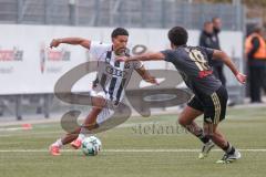 Bayernliga Nord - Saison 2026/27 - FC Ingolstadt 04 II - SV Fortuna Regensburg - Niklas Sommer weiss FCI - Marcel Onwudiwe dunkel Regensburg -  Foto: Meyer Jürgen