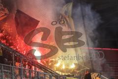 3. Liga; FC Ingolstadt 04 - Alemannia Aachen; Fans Aachen Feuer Bengal Feuerwerk