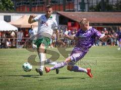 Testspiel - Saison 2026/27 - VFB Eichstätt - FC Ingolstadt 04 - Bastian Bösl (Nr.5 - VFB Eichstätt) - Lars Lokotsch (Nr.13 - FCI) - Foto: Meyer Jürgen