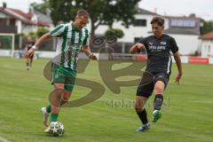 Landesliga - Saison 2025/26 - SV Manching - FC Memmingen II - Fabian  Neumayer (Nr.9 - SV Manching) - Mayer Felix schwarz Memmingen  - Foto: Meyer Jürgen