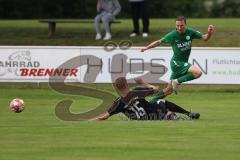 Bezirksliga - Saison 2024/25 - Freundschaftsspiel - SV Manching - TSV Gaimersheim - Johannes Dexl (Nr.13 - SV Manching) - Simon Bellinghausen (Nr.15 - TSV Gaimersheim) - Foto: Meyer Jürgen
