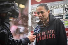3. Liga; Energie Cottbus - FC Ingolstadt 04; Spiel ist aus, Ingolstadt gewinnt 1:4, Cheftrainerin Sabrina Wittmann (FCI) Interview nach dem Spiel