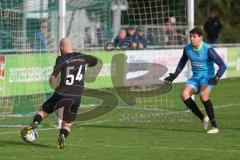 Bezirksliga - Saison 2024/25 - FC Gerolfing - TSV Gaimersheim - Semih Coklar (Nr.54 - TSV Gaimersheim) mit einer Torchance - Torwart Michael Oblinger (Nr.1 - FC Gerolfing) - Foto: Meyer Jürgen