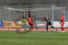 DFB - Pokal Frauen 1. Runde - Saison 2023/2024 - FC Ingolstadt 04 - FC Carl Zeiss Jena - Der 0:2 Führungstreffer durch Melina Reuter blau Jena - jubel - Lisa Ebert (Nr.10 - FCI Frauen) - Torwart Anna-Lena  Daum (Nr.22 - FCI Frauen) - Anna-Lena Fritz (Nr.1