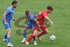 Kreisliga- Saison 2024/25- TSV Kösching - SV Hundszell - Mark Kocima rot Kösching - Mathias Weinzierl blau Hundszell - Foto: Meyer Jürgen