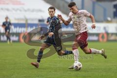 3. Liga - Saison 2025/26 - Waldhof Mannheim  -  FC Ingolstadt 04 - Mads Borchers (Nr.9 - FC Ingolstadt 04) - Diego Michel (Nr.28 - Waldhof Mannheim) - Foto: Meyer Jürgen