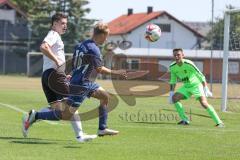 Kreisklasse - Saison 2024/25- TSV Gaimersheim II - TSV Etting  - Simon Gelbmann weiss Gaimersheim - Marco Zimmermann blau Etting - Filip Festner Torwart Etting - Foto: Meyer Jürgen