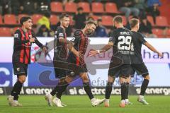 3. Liga; FC Ingolstadt 04 - Borussia Dortmund II; Tor Jubel Treffer Ausgleich 2:2, Yannick Deichmann (20, FCI) mit Deniz Zeitler (38, FCI) Max Besuschkow (17, FCI) David Kopacz (29, FCI) Max Plath (14 FCI)