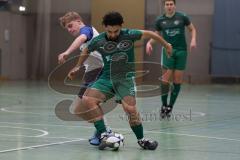 Hallenturnier Ingolstadt Nord - Saison 2024/25 - FC Geisenfeld - TSV Etting - Furkan Bayraktar grün Geisenfeld - Juri Braun weisss Etting - Foto: Meyer Jürgen