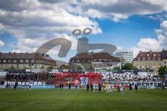 3. Liga; TSV 1860 München - FC Ingolstadt 04; Fan Fankurve Banner Fahnen Spruchband Choreographie Schanzer Wappen
