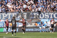 3. Liga; FC Ingolstadt 04 - FC Hansa Rostock; Tor Jubel Treffer Ausgleich Rostock 1:1, Max Besuschkow (17, FCI) Pascal Testroet (37, FCI) Lukas Fröde (34, FCI) Simon Lorenz (32, FCI) verärgert