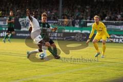 3.Liga - Saison 2023/2024 - Preußen Münster - FC Ingolstadt 04 - Daouda Beleme (Nr.9 - FCI) - Torwart Max Schulze Niehues (Nr.35 - Preussen Münster)  - Foto: Meyer Jürgen