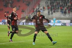 2.BL; FC Ingolstadt 04 - Erzgebirge Aue; Tor Jubel Treffer 1:0 Patrick Schmidt (32, FCI) Thomas Keller (27, FCI)