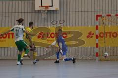 Lotto Bayern Hallencup - Saison 2024/25 - SV Manching - FC Hitzhofen/Oberzell- Daniel Schweiger grün Manching - jubel - Maik Wnendt gelb Hitzhofen - Valentin Puhar TW Hitzhofen - Foto: Meyer Jürgen