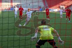 Toto Pokal - Saison 2022/2023 - FC Ingolstadt 04 - Türkspor Augsburg -  Der 1:0 Führungstreffer durch Jalen Hawkins (Nr.20 - FCI) per Elfmeter - Torwart Antonio Brkic (Nr.44 - Türkspor Augsburg) - Jubel - Foto: Meyer Jürgen