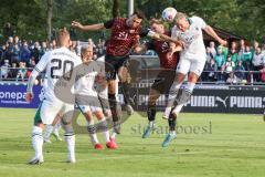 3. Liga; Testspiel; FC Ingolstadt 04 - Borussia Mönchengladbach;  Lukas Fröde (34, FCI) Zweikampf Kampf um den Ball Simon Lorenz (32, FCI) Netz Luca (20 BMG) Scally Joe (29 BMG) Elvedi Nico (30 BMG)