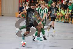 Lotto Bayern Hallencup - Lindenkreuzhalle Saison 2024/25 - DJK München -  SV Manching - Samet Bastürk schwarz München - Rainer Meisinger grün Manching - Foto: Meyer Jürgen