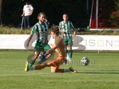Landesliga - Freundschaftsspiel - Saison 2026/27 - SV Manching - FC Ingolstadt 04 II - Daniel Schweiger (Nr.11 - SV Manching) mit einer 100%igen Torchance, vergibt aber - Torwart Louis Marbach (Nr.22 - FCI II) - Foto: Meyer Jürgen