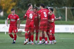 Landesliga - Saison 2024/25 - SV Manching - FSV Pfaffenhofen -  Der 0:1 Führungstreffer durch - Untersänger Maurice rot Pfaffenhofen -  jubel -  - Foto: Meyer Jürgen