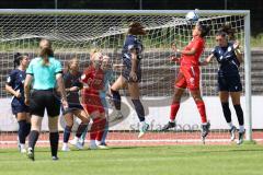 DFB - Pokal Frauen 1. Runde - Saison 2023/2024 - FC Ingolstadt 04 - FC Carl Zeiss Jena - Samantha Stiglmeier (Nr.12 - FCI Frauen) - Janning Jasmin Torwart Jena - Julevic Merza rechts blau Jena - Foto: Meyer Jürgen