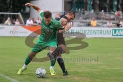 Bezirksliga - Saison 2025/26 - FC Gerolfing - TSV Gaimersheim - Armin Bortenschläger (Nr.18 - FC Gerolfing) - Nicolae Nechita (Nr.19 - TSV Gaimersheim) - Foto: Meyer Jürgen